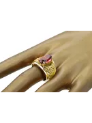 14k żółte złoto Rubin Pierścionek Vintage Biżuteria vrc057y